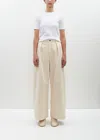 Lauren Manoogian Smocked Textured Pima Cotton-blend Flared Pants In Sandstone