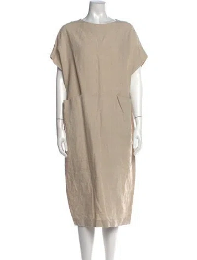 Pre-owned Lauren Manoogian Crew Neck Midi Length Dress In Neutral