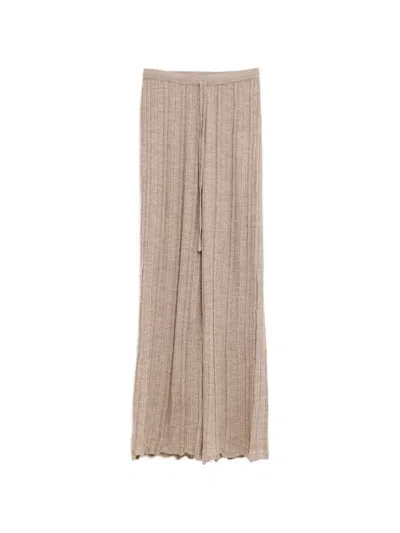 Lauren Manoogian Drawstring Ribbed Trousers In Brown