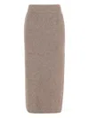 Lauren Manoogian Elasticated-waistband Back-slit Midi Skirt In Neutral