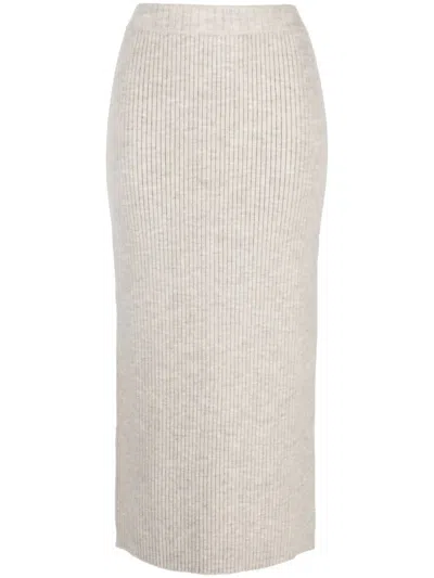 Lauren Manoogian Elasticated-waistband Ribbed Midi Skirt In Grey