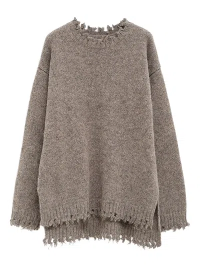 Lauren Manoogian Frayed-edge Sweater In Brown