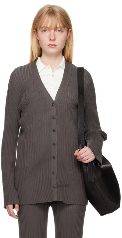 Lauren Manoogian Gray Column Cardigan In C10 Coal