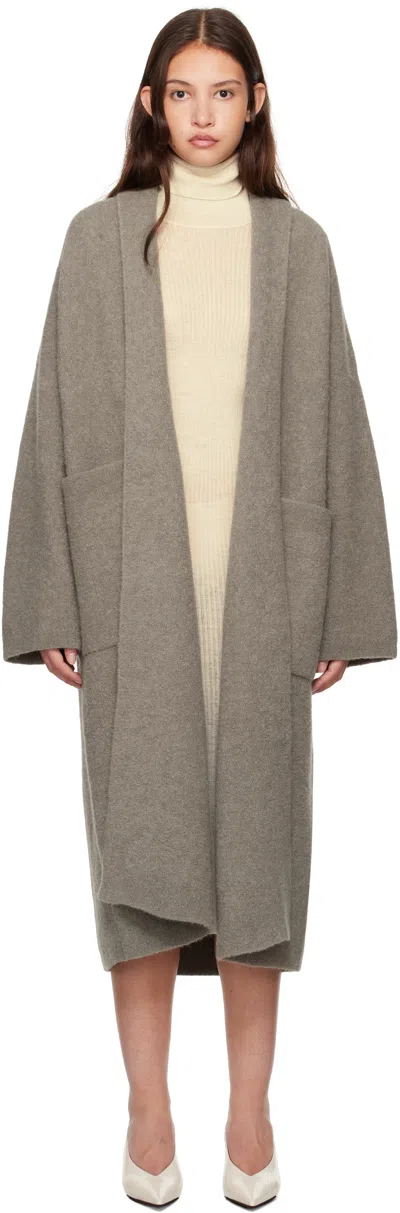 Lauren Manoogian Gray Double Face Long Coat In C13 Concrete