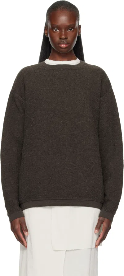 Lauren Manoogian Gray Fine Terry Crewneck Sweater In Black