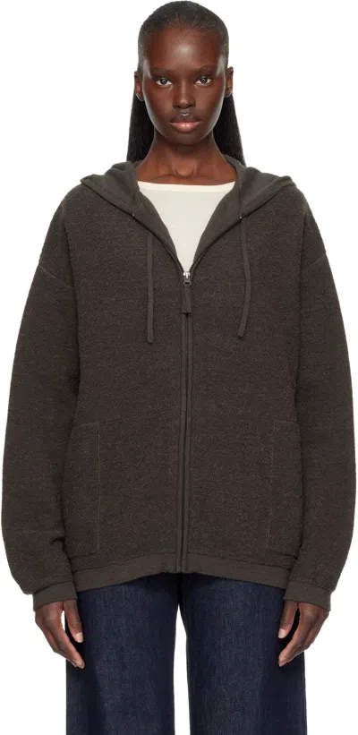 Lauren Manoogian Gray Fine Terry Hoodie In Black