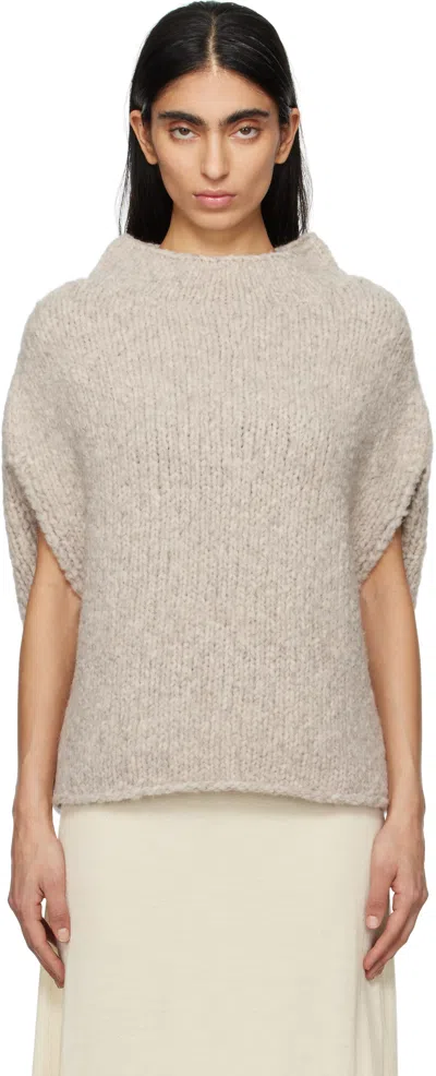 Lauren Manoogian Gray Handknit Shoulder Shell Vest In P01 Pebble