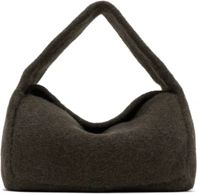 Lauren Manoogian Gray Knit Baguette Bag In Black