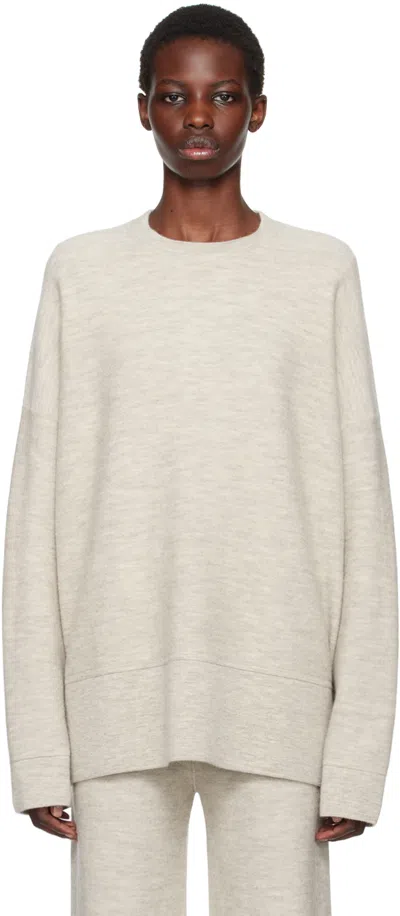 Lauren Manoogian Gray Oversize Crewneck Sweater In C01 Carrara
