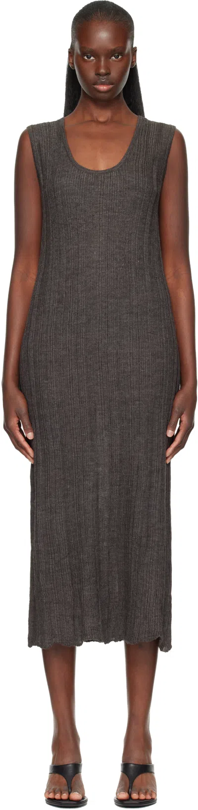 Lauren Manoogian Gray Plisse Tank Maxi Dress