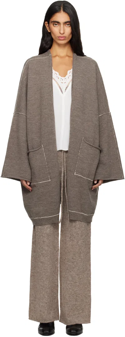 Lauren Manoogian Gray Stitch Wide Cardigan In Brown