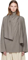 Lauren Manoogian Gray Wrap Blouse In Gray
