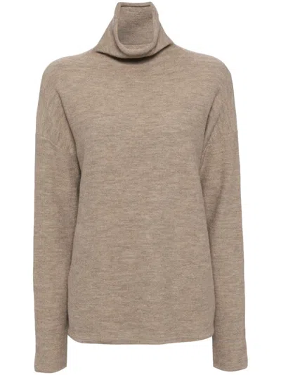 Lauren Manoogian High-neck Knitted Top In Light Taupe