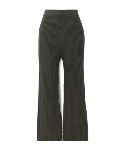 Lauren Manoogian Column Ribbed Stretch-pima Cotton Straight-leg Pants In Gray