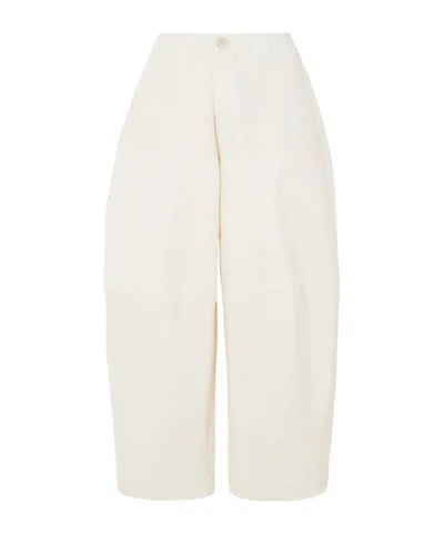 Lauren Manoogian High-waisted Wide-leg Cotton Trousers In White