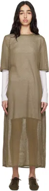 Lauren Manoogian Khaki Pointelle Maxi Dress In E03 Earth
