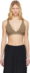 Lauren Manoogian Khaki Rib Triangle Bralette In E03 Earth