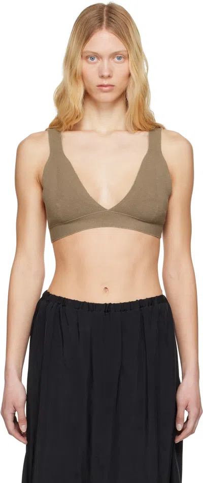 Lauren Manoogian Khaki Rib Triangle Bralette In E03 Earth