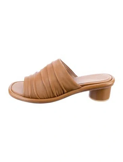 Pre-owned Lauren Manoogian Leather Slides In Brown