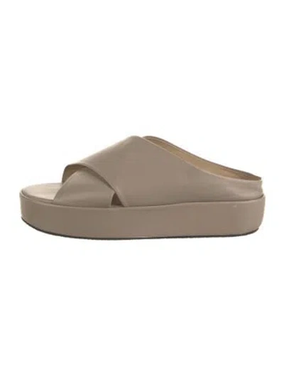 Pre-owned Lauren Manoogian Leather Slides In Gray