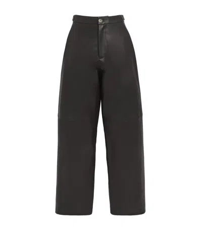 Lauren Manoogian Leather Wide-leg Trousers In Black