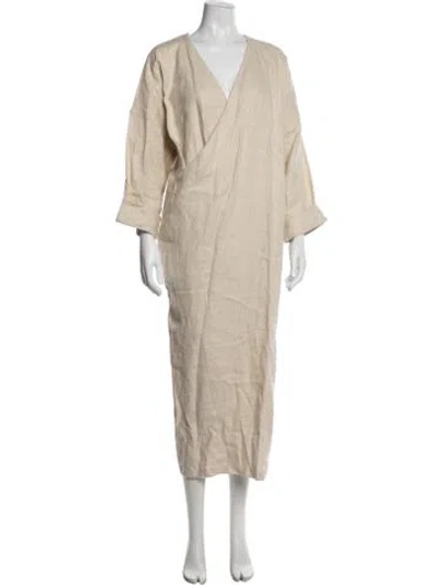 Pre-owned Lauren Manoogian Linen Long Dress In Gray