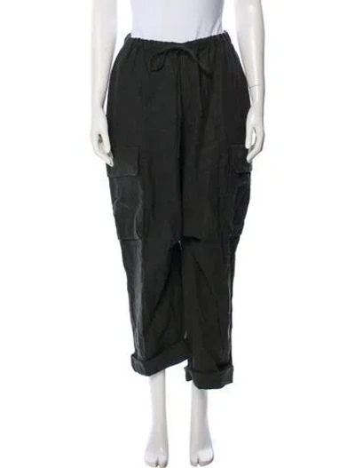 Pre-owned Lauren Manoogian Linen Wide Leg Pants In Black