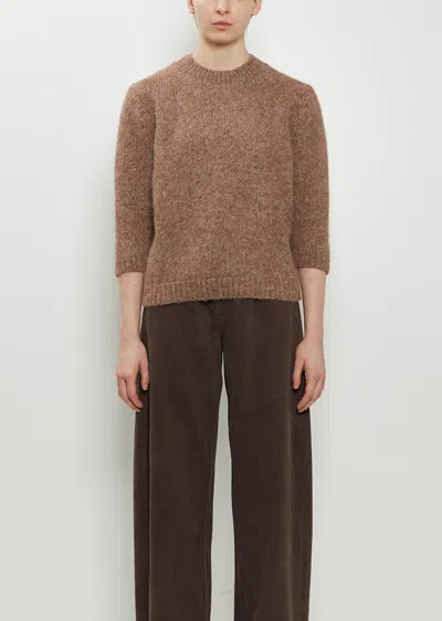 Lauren Manoogian Loft Alpaca Cotton Crewneck Sweater In Brown
