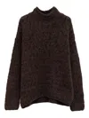 Lauren Manoogian Brown Handknit Paint Rollneck Sweater In Brown