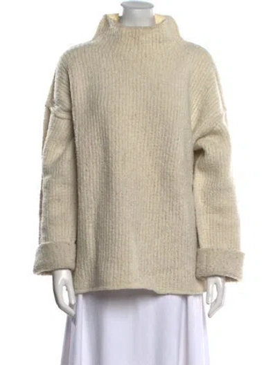 Pre-owned Lauren Manoogian Merino Wool Mock Neck Sweater In Neutral