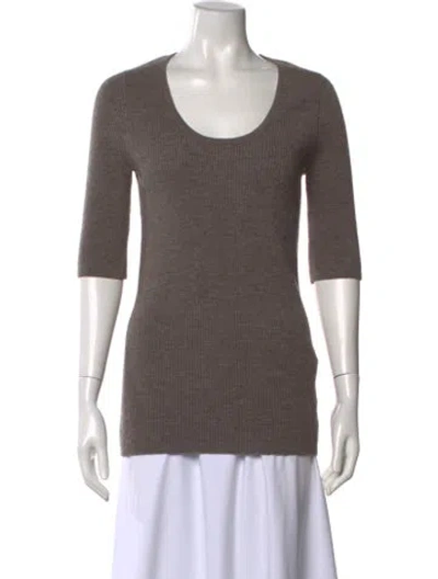 Pre-owned Lauren Manoogian Merino Wool Scoop Neck Sweater In Gray