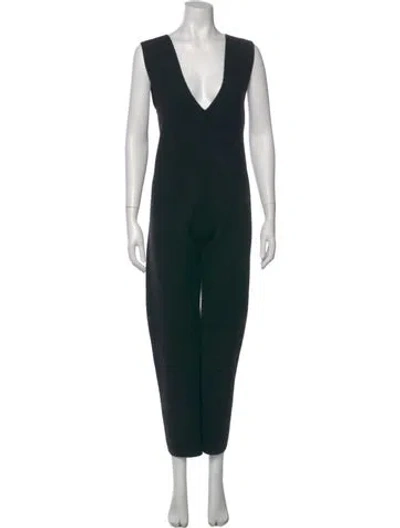 Pre-owned Lauren Manoogian Merino Wool V-neck Jumpsuit In Green