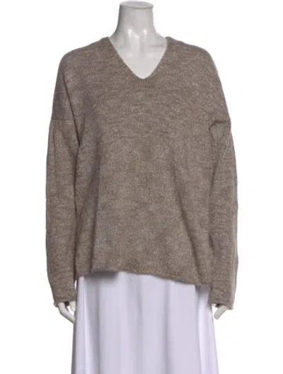 Pre-owned Lauren Manoogian Merino Wool V-neck Sweater In Brown