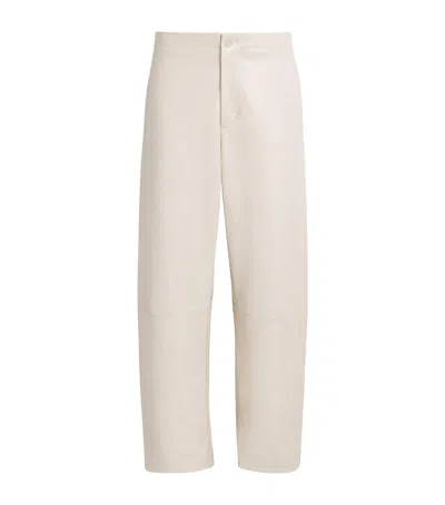 Lauren Manoogian Nappa Leather Wide-leg Trousers In Neutral
