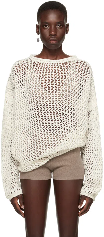 Lauren Manoogian Off-white Big Net Sweater In B07 Bone