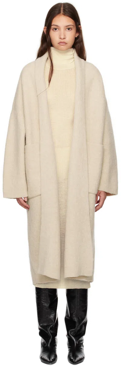 Lauren Manoogian Off-white Double Face Long Coat In A07 Alabaster