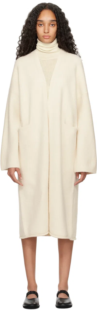 Lauren Manoogian Off-white Long Open Cardigan In Rw01 Raw White