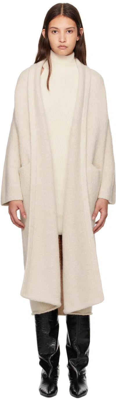 Lauren Manoogian Off-white Long Shawl Cardigan In A07 Alabaster