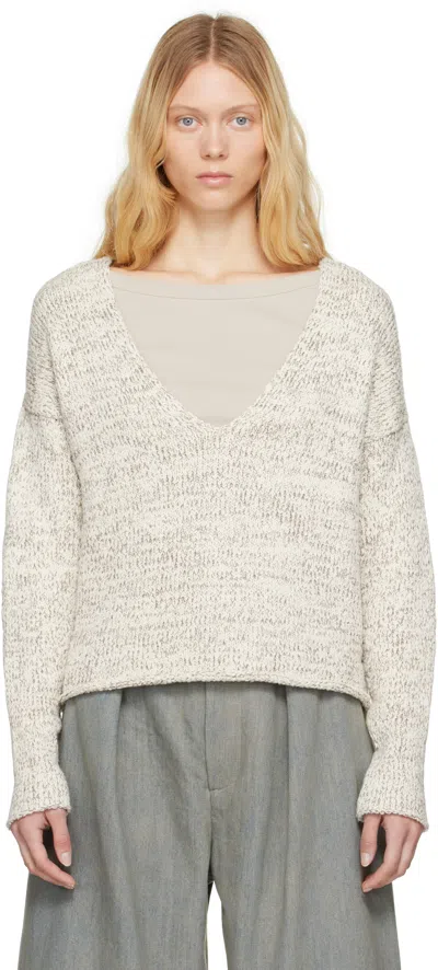 Lauren Manoogian Off-white Marl V Neck In Rm01 Raw White Marl