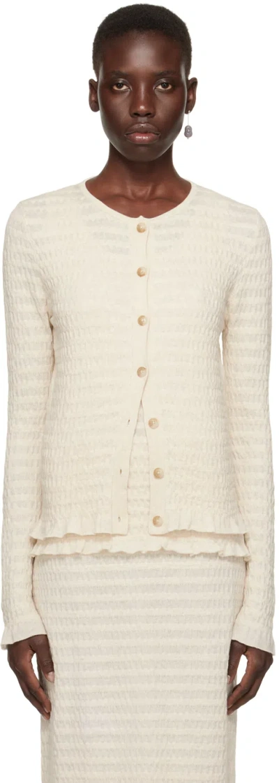 Lauren Manoogian Off-white Smocked Cardigan In H01 Hessian