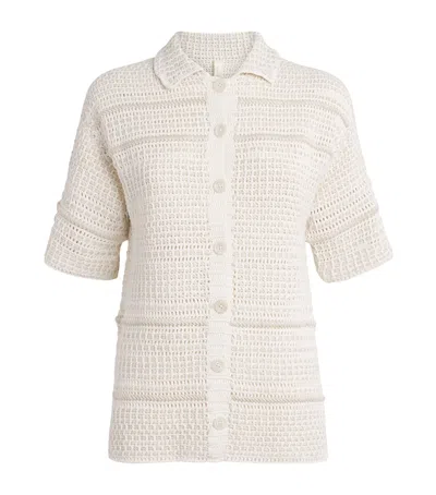 Lauren Manoogian Pima Cotton Crochet Shirt In White