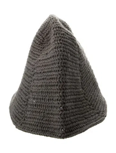 Pre-owned Lauren Manoogian Pima Cotton Knit Bucket Hat In Gray