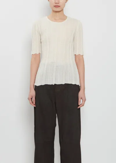 Lauren Manoogian Plisse Alpaca Silk Tee In White