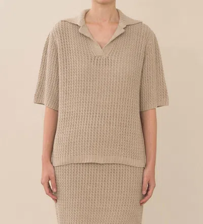 Lauren Manoogian Rack Knit Polo Shirt In Sisal In Brown