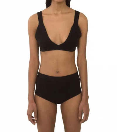 Lauren Manoogian Rib Triangle Bralette In Black Mel
