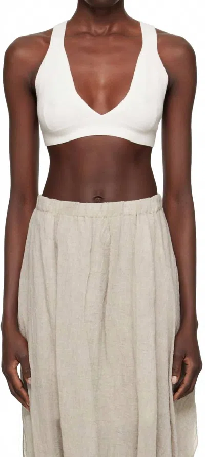 Lauren Manoogian Rib Triangle Bralette Top In White