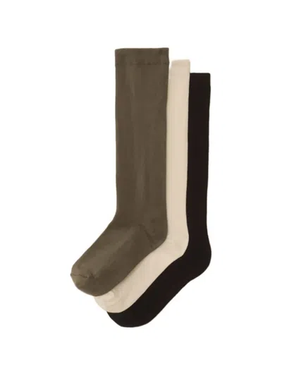 Lauren Manoogian Ribbed-knit Socks (set Of Three) In Green