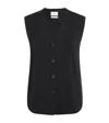Lauren Manoogian Sanded Buttoned Sleeveless Top In Black