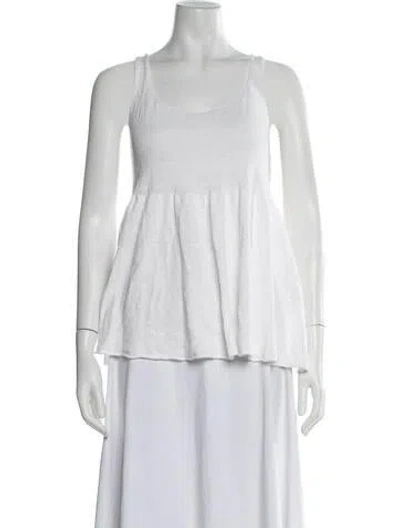 Pre-owned Lauren Manoogian Scoop Neck Sleeveless Top In White