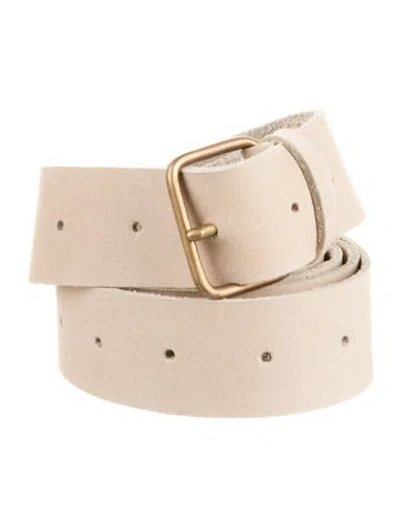 Pre-owned Lauren Manoogian Skinny Suede Belt In Neutrals